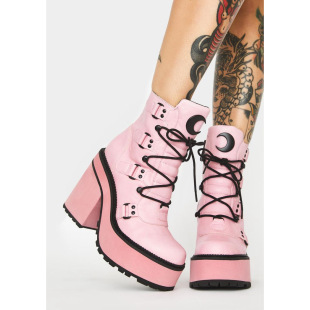 Platform Shoes Lolita Punk Diablo Cosplay Lolita Shoes Boots Pink Strap