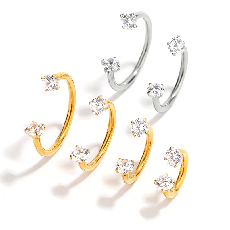 Titan Nasenpiercing Stecker Aus Titan Mit Stein C-form_voghion.com