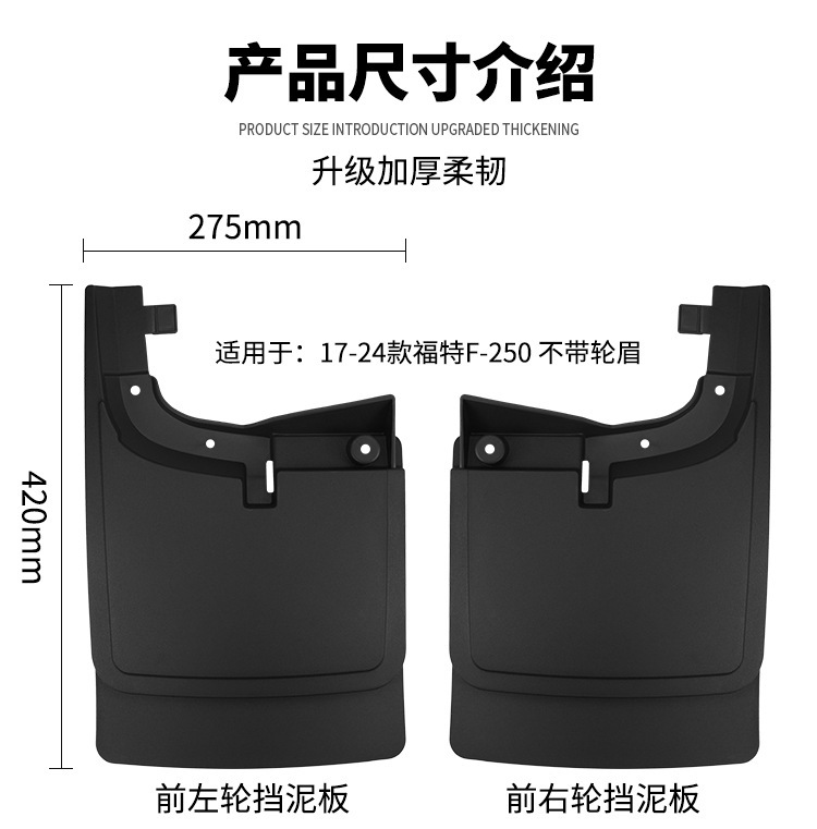 Suitable for Ford F-250 2017-2024 without wheel arches, car tire mud flaps F250 foreign trade