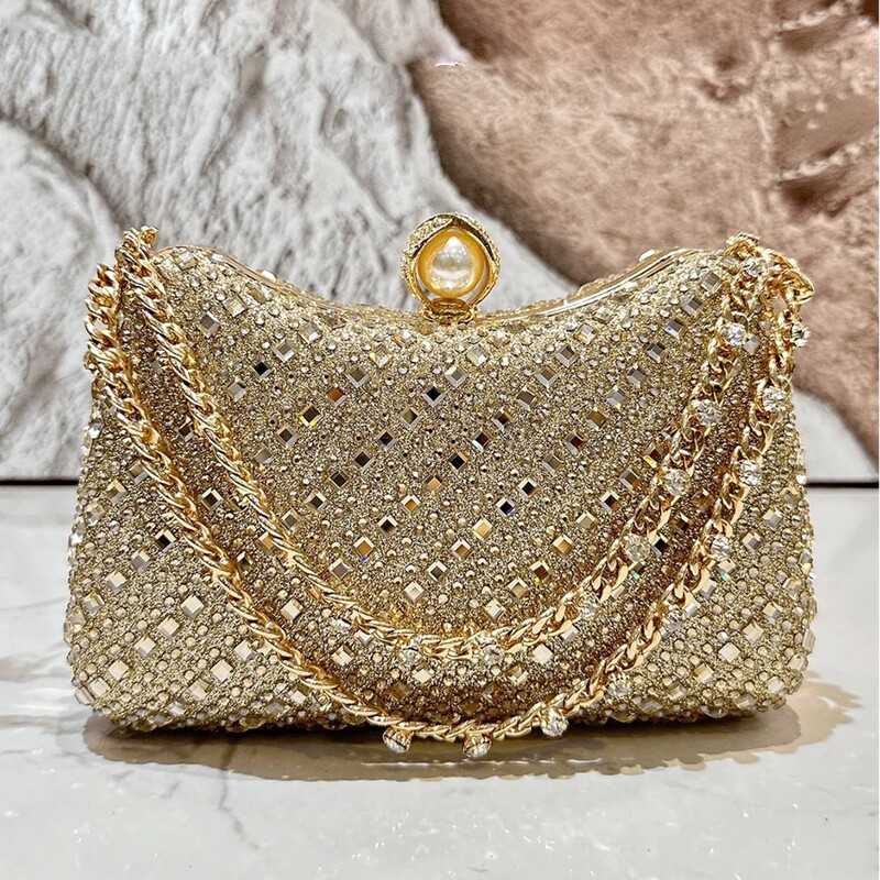 2025 New Foreign Trade Cross-Border Diamond-Encrusted Dinner Bag Banquet Bag Dress Wedding Banquet Crossbody Bag Fashionable Evening Bag Socialite
