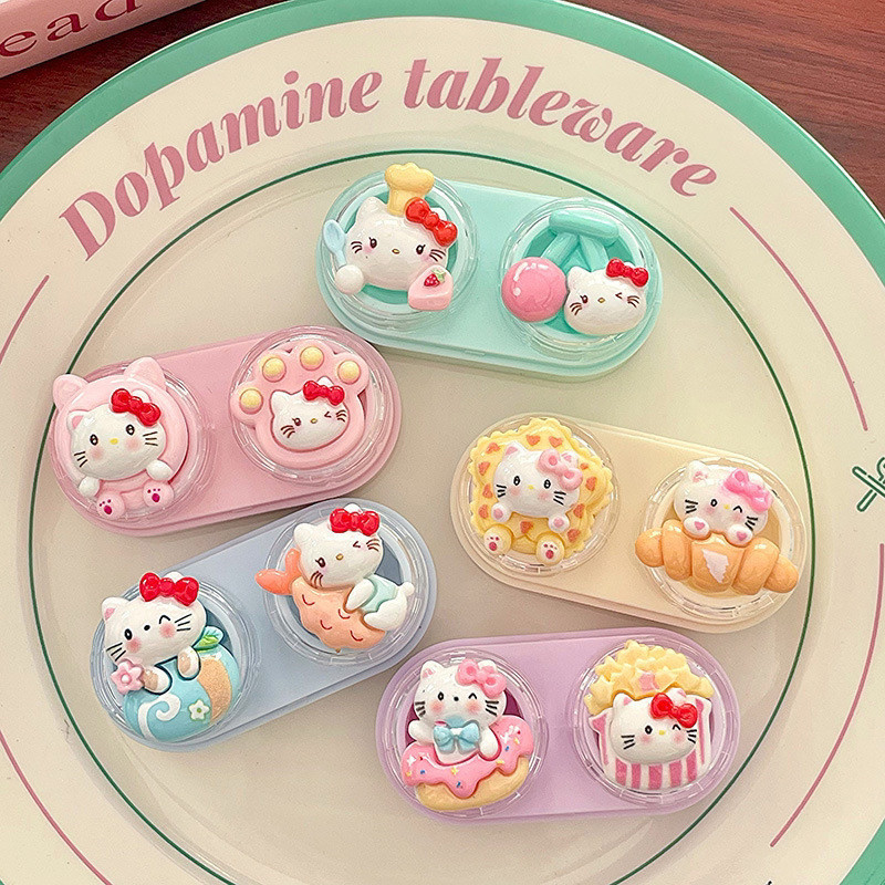 美瞳盒hellokitty便携式可爱隐形眼镜盒抽屉式卡通伴侣盒高颜值