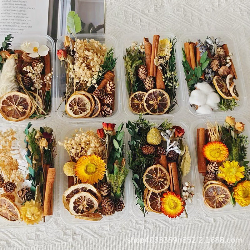Fruitas secas flores secas DIY material paquete de plantas naturales secas al aire navidad pine canela hecha a mano in decoración adornos inmortales