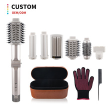 跨境女士全自动卷发棒卷直两用美发五合一热风梳自动多功能吹风机