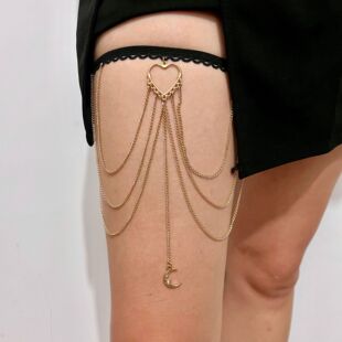 Europe and the United States cross-border jewelry sexy beach love moon leg chain metal body chain multi-layer chain tassel thigh chain