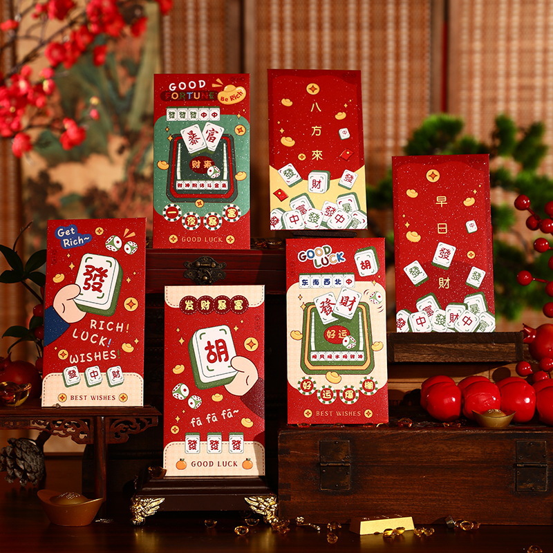 wholesale gift blessing 2026 new horse year mahjong fortune god red pocket for lucky money cartoon li weifeng factory direct sales