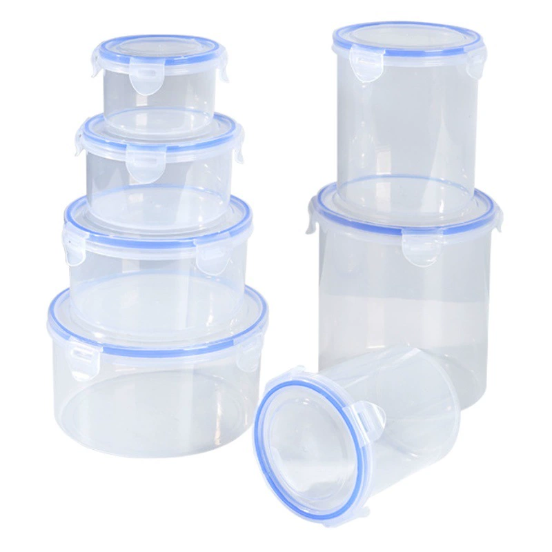 Круглая прозрачная Щелчковая ЗАГЕРМЕТИЗИРОВАННАЯ защелкивающая банка для хранения еды зерна сухого молока Опарника пластиковый