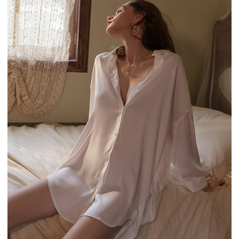 Sexy pijamas de las mujeres camisa gasa estilo novio lencería sexy tentación uniforme camisón vestido largo entrega en vivo al por mayor