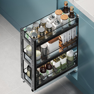 Seasoning Basket Kitchen Cabinet Narrow Cabinet Drawer Type Extremely Narrow Small Size Cabinet Pull-Out Storage Rack Storage