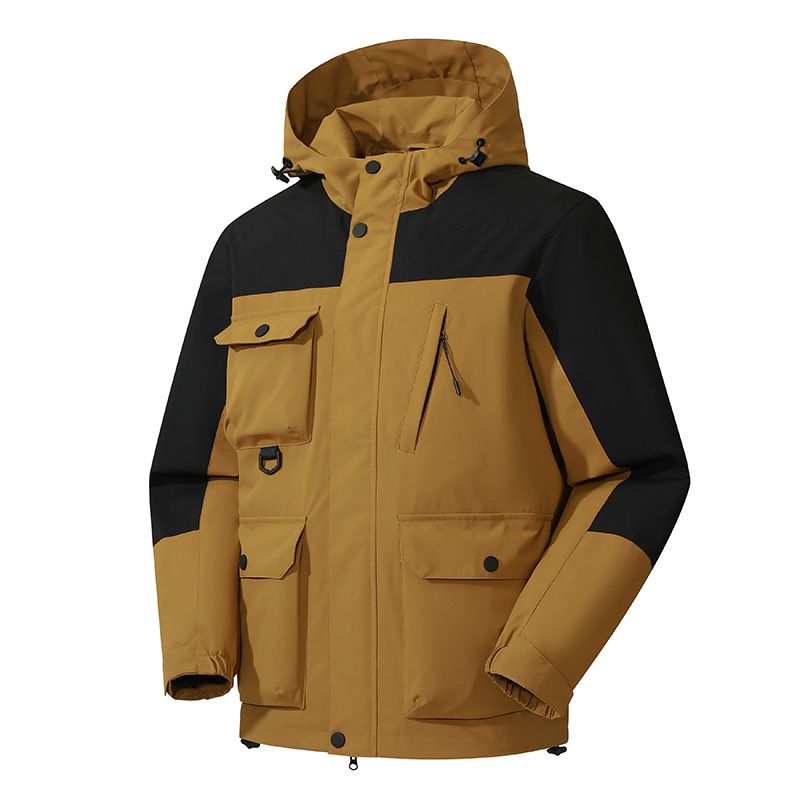 Waterproof multi-bolsillos hombre vestir moda casualidad chaqueta con capuz para niños funcional chaqueta de trabajo al aire libre