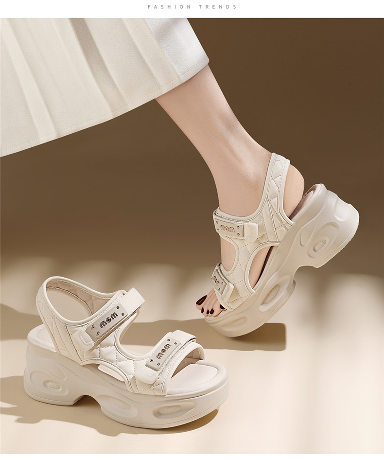 Dép sandal nữ xỏ ngón đế bệt đi biển mùa hè đế dày chống mài mòn — 7128 Màu đen, 7128 màu be chi tiết 14