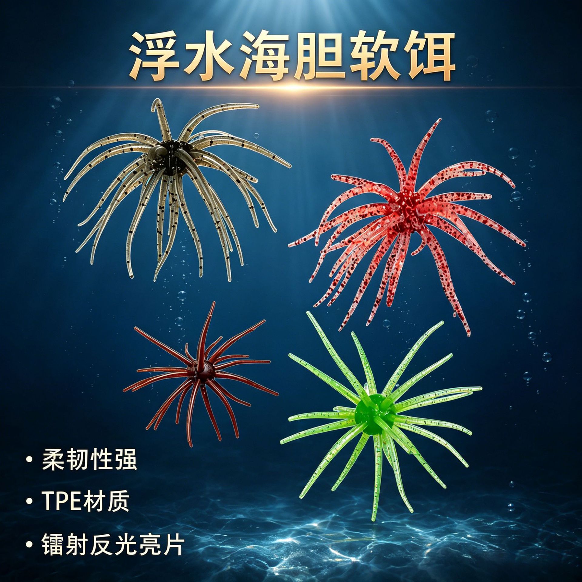 仿生浮水海胆软饵TPE路亚假饵海钓船钓软虫水胆球饵跨境路亚饵批