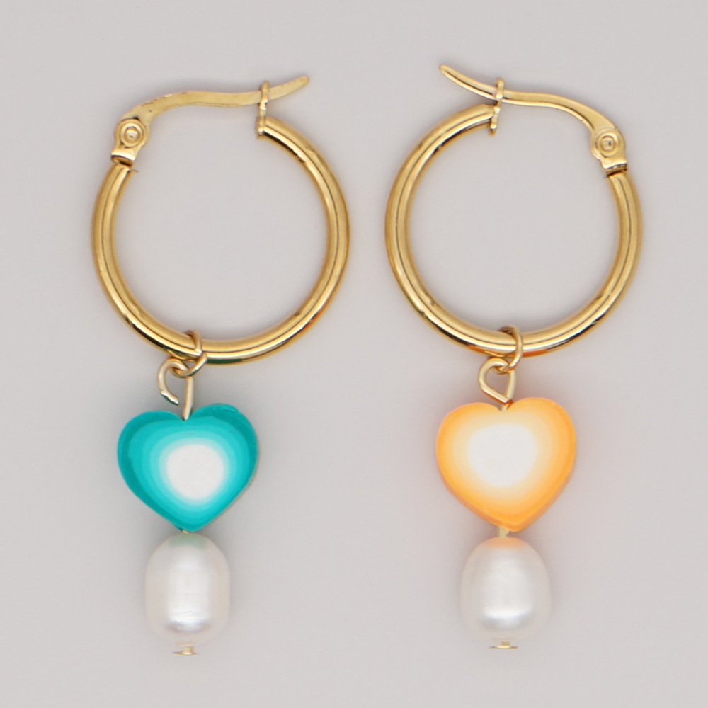 Bohemian Color Matching Simple Soft Ceramic Pearl Earrings Wholesale display picture 14