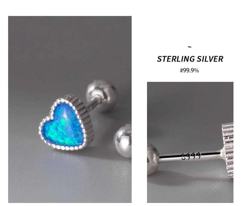 Fashion Heart Shape Silver Plating Inlay Zircon Ear Studs 1 Pair