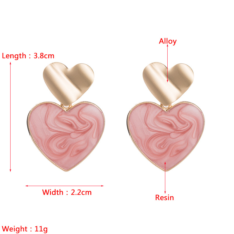 Fashion Contrast Color Alloy Heart-shaped Enamel Earrings display picture 1