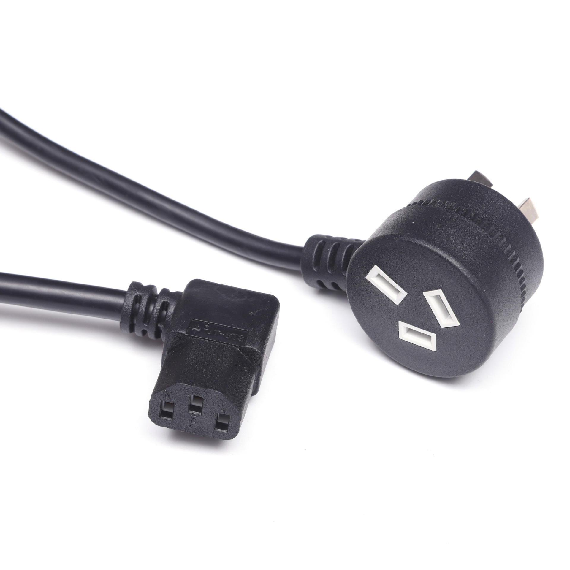 供应澳大利亚三芯电源线三插插头 澳规90度弯头品字尾电源线插头