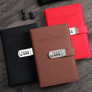 Password Lock Notepad A5 Notebook Stationery Casual Password Book Business Locked Diary Thickened 360 Pages