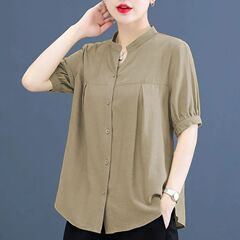 雪纺衬衫女夏季新款漂亮时尚立领雪纺衫女衬衣气质妈妈装小衫上衣
