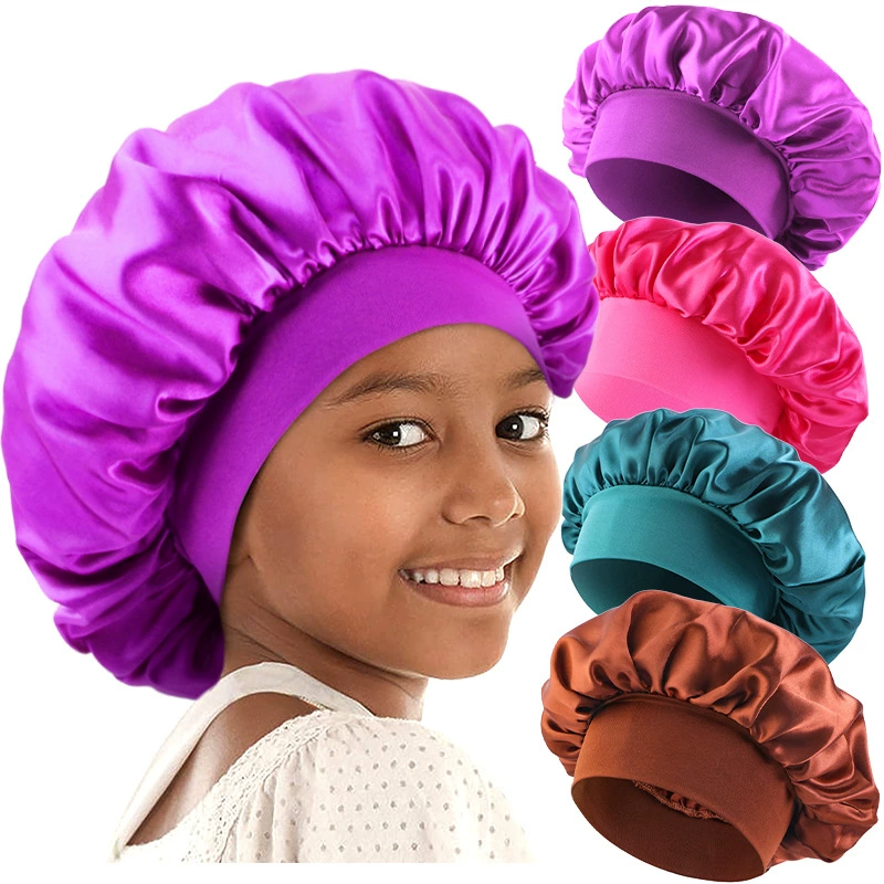Детская цветная ночная шапка эластичная широкополая круглая шапка для ухода за волосами полотенцесушка амазонка горячая TJM-301