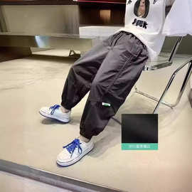 跨境外贸爆款男童春夏季日系工装薄款休闲百搭美式宽松潮牌束脚裤