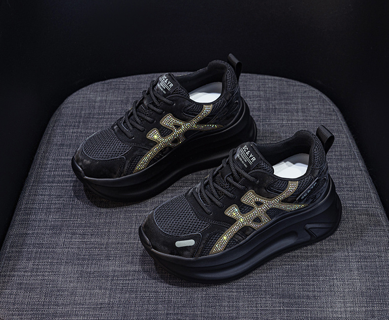 Giày sneaker nữ đế dày tăng chiều cao phong cách dad shoes mới thu 2026 — M2931 màu đen, M2931 màu nâu, M2931 màu xám chi tiết 14