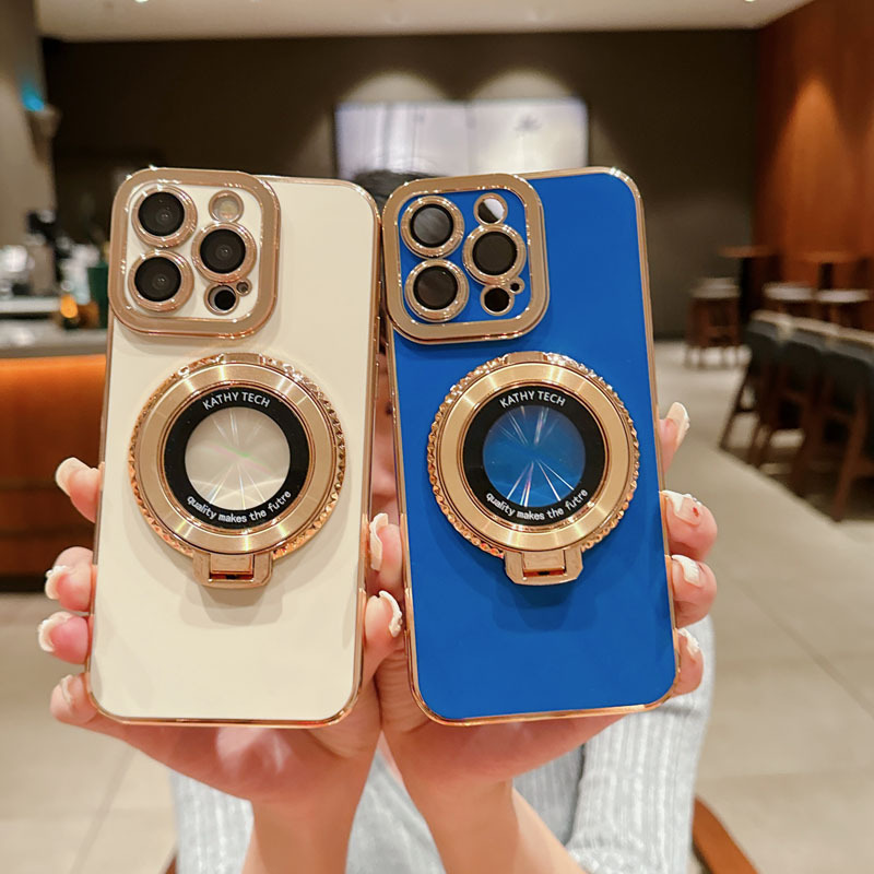 Aplicable para el ojo de charme puro galvanizado 16 diamantes 360 ° rotación magnética iphone17promax / 15