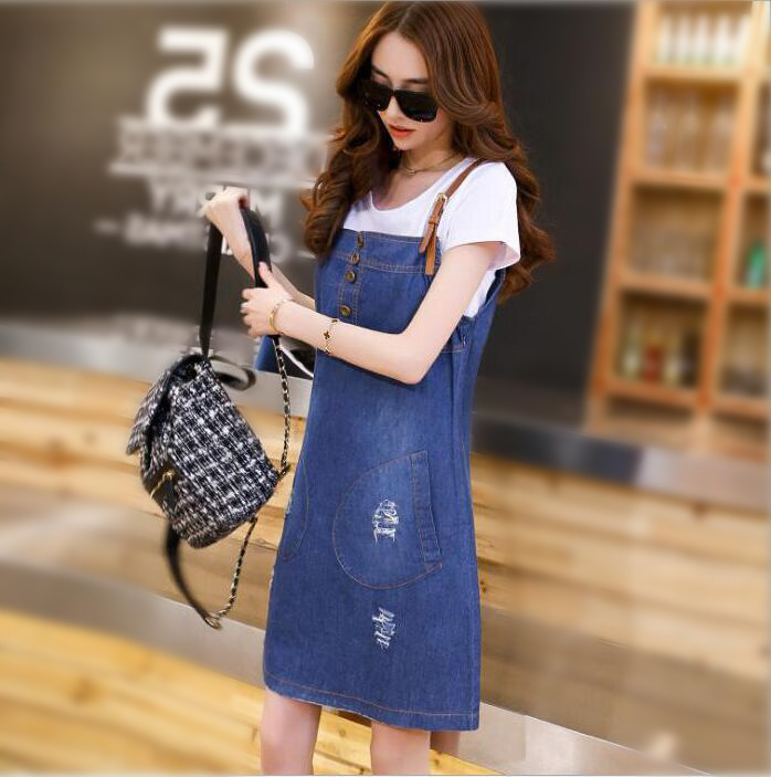 Papaya Milk Summer New Solid Color Student Casual Dress Korean Fashion Slim Denim Strap Dress Women's Trendy Papaya Milk Summer New Solid Color Student Casual Dress Korean Fashion Slim Denim Strap Dress Women's Trendy