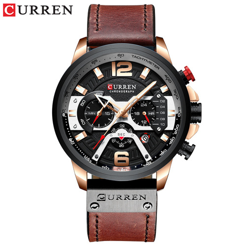 CURREN 8329 trendy men's waterproof watch six-pin multi-function fashion large dial calendar watch