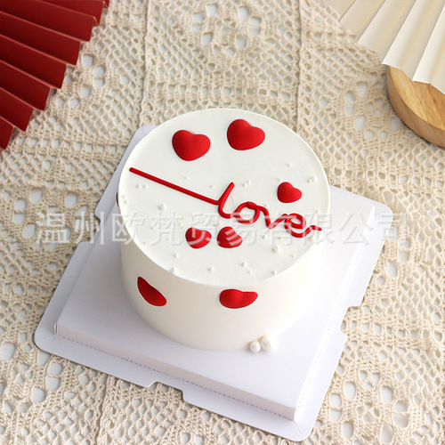 Chinese Valentine's Day simple cake decoration ornaments heartbeat love love couple confession 520 holiday plug-in baking plug-in card