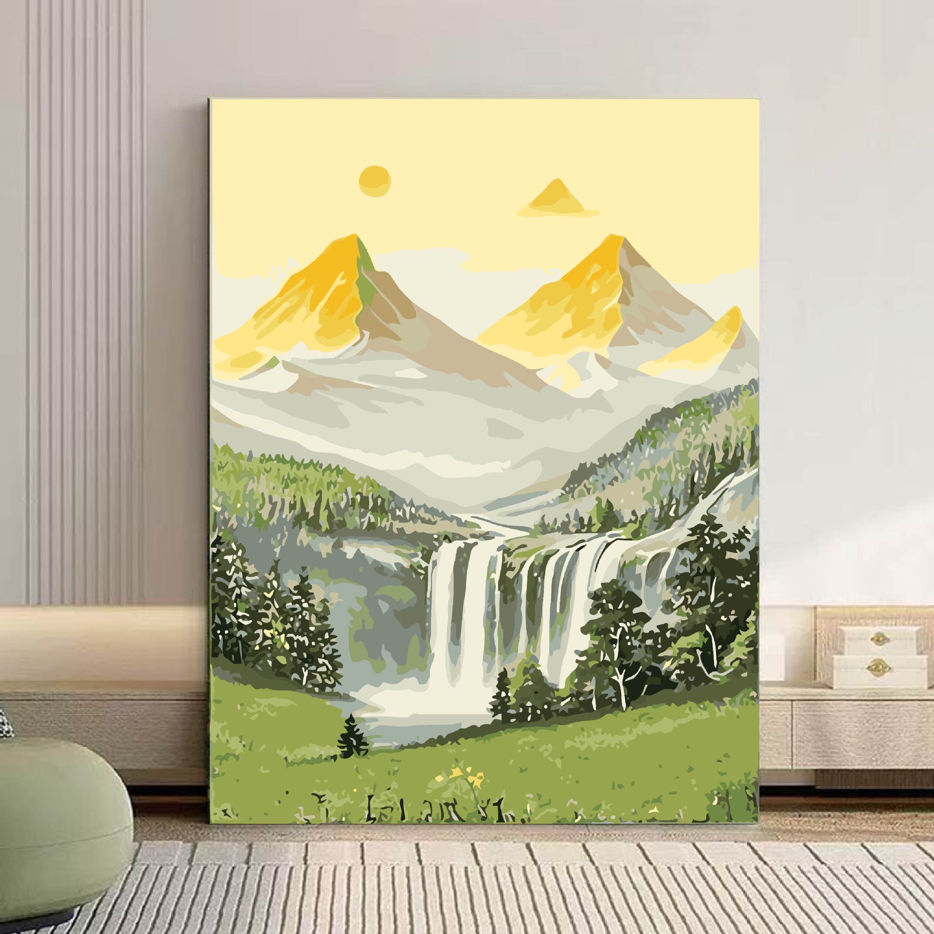 Sunshine Jinshan paisaje didiy pintura al óleo digital relleno de color sala de estar comedor de gran tamaño pintura a mano