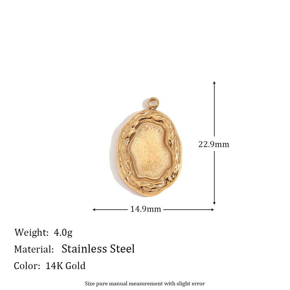 Irregular inner groove oval magic mirror pendant-gold