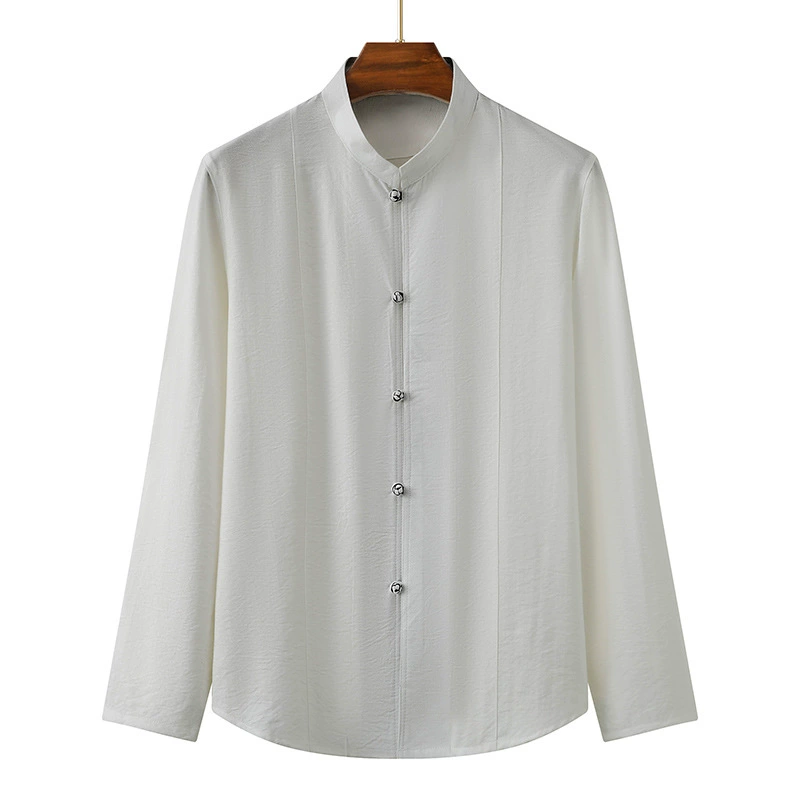 Китайский стиль льна в китайском стиле 4203 Tang костюм мужской топ с длинными рукавами рубашка среднего и пожилого возраста с короткими рукавами/в комплекте