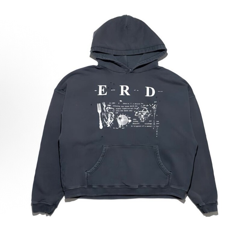 ERD メランコリック リッチ セカンド ショーター ヘビーウェイト オールド ウォッシュ デストロイ サンドイッチ ガール プリント スウェットシャツ パーカー メンズ レディース トレンド|undefined