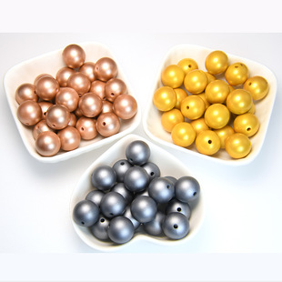 Cross-border maternal and infant food grade silicone beads imitation metal style spotted gum bracelet necklace jewelry diy loose beads