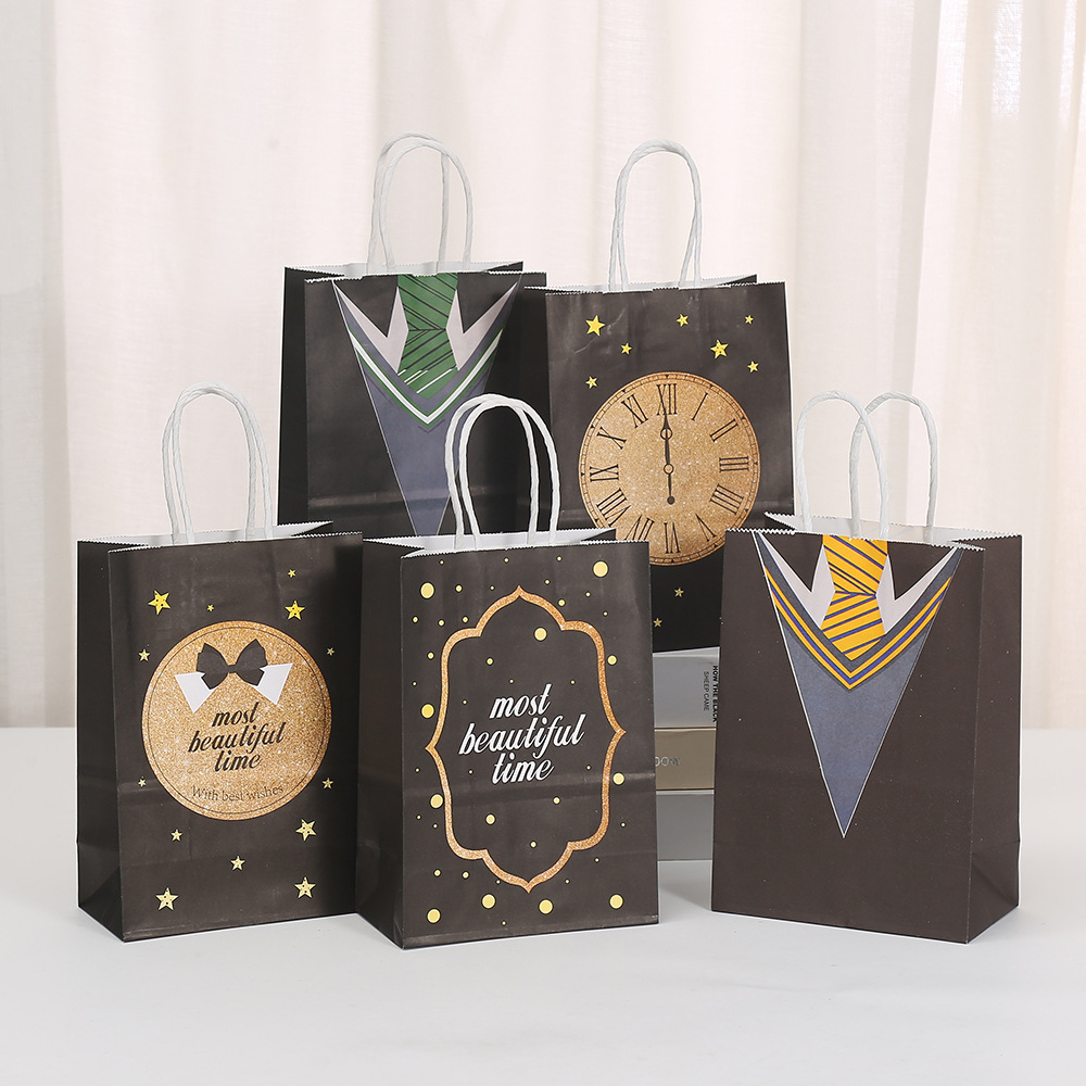 活动特价父亲节领结礼物纸袋包装袋卡通礼品袋牛皮纸手提袋购物袋