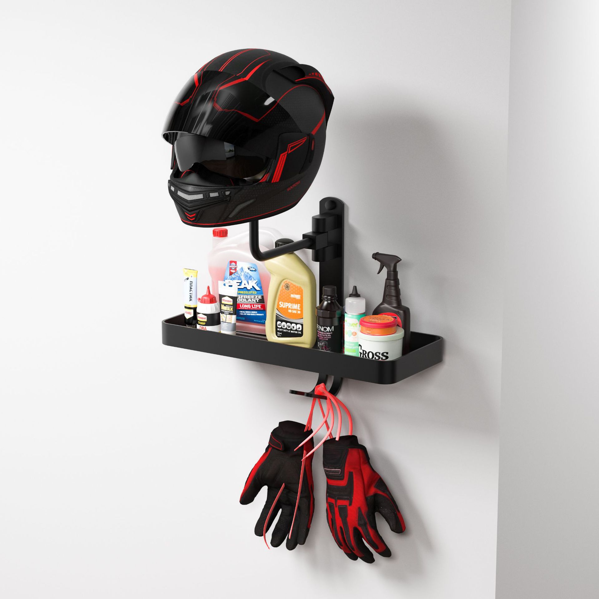 Motorcycle Helmet Rack Electric Vehicle Motorcycle Hat Storage Wall-Mounted Helmet Display Rack Wall-Mounted Hat Holder Storage Rack