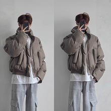 pu皮棉服男冬季美式高街潮牌痞帅棉袄短款立领宽松面包服棉衣外套