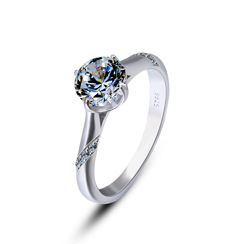 925 plata esterlina 1 quilates anillo de zircon de lujo ligero nicho de pareja de alto nivel anillo de matrimonio de propuesta de matrimonio anillo de diamante simulado