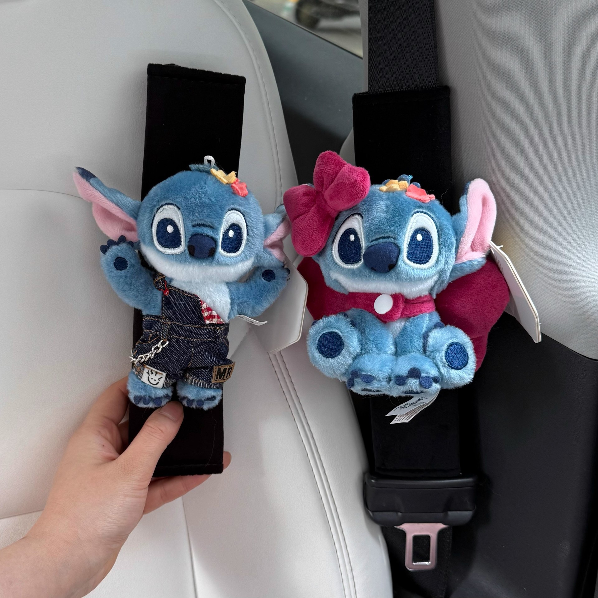 Genuine Stitch Sweetheart Stitch Car Interior Cute Doll Car Shoulder Pad Seat Belt Decoration Free