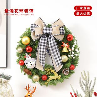 Amazon's Popular Christmas Plaid Bow Garland Door Hanging Hotel Scene Christmas 40/50/60cm