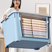 前开式玩具收纳箱大容量儿童透明翻盖零食收纳盒宝宝收纳柜储物盒