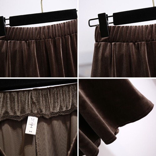 Plus Size Autumn/Winter High-Waisted A-Line Satin Semi-Body Skirt for Women, Loose Waist Slimming Long Dress