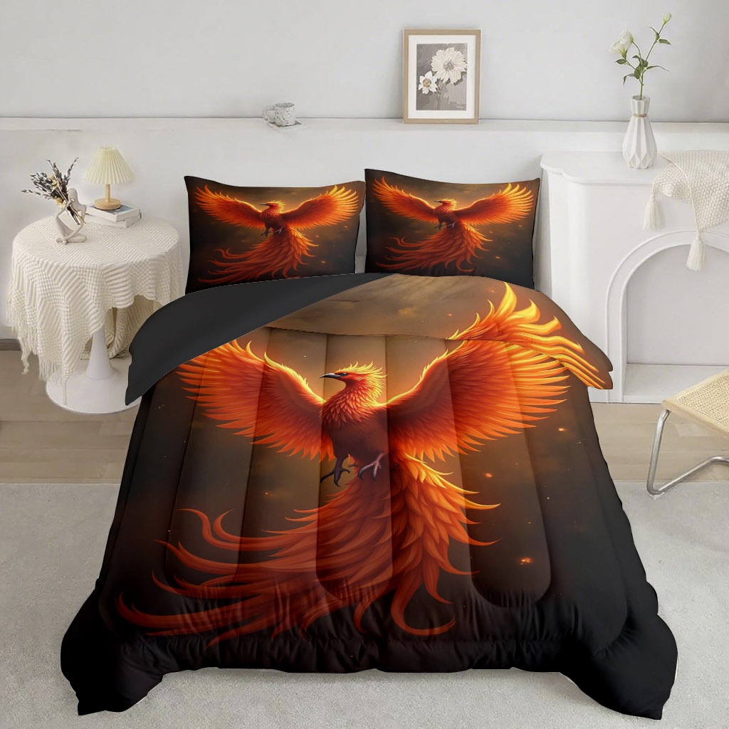 TEMU / JIT nuevo producto Phoenix HD impresión digital 180gms edredón almohada conjunto de ropa de cama