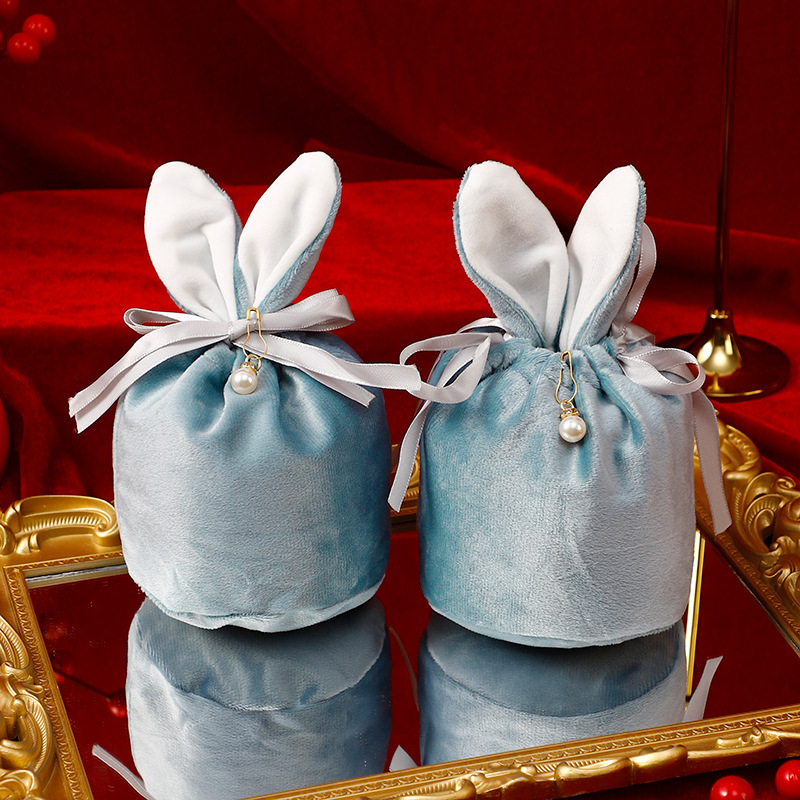 Nueva bolsa de dulces de terciopelo de orejas de conejo caja de regalo caja de dulces de boda caja de dulces de boda dama de honor regalo creativo