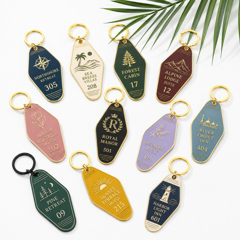 Vintage hotel key tag metal keychain custom-made for guesthouses and hotels, painted key ring custom-made Vintage hotel key tag metal keychain custom-made for guesthouses and hotels, painted key ring custom-made