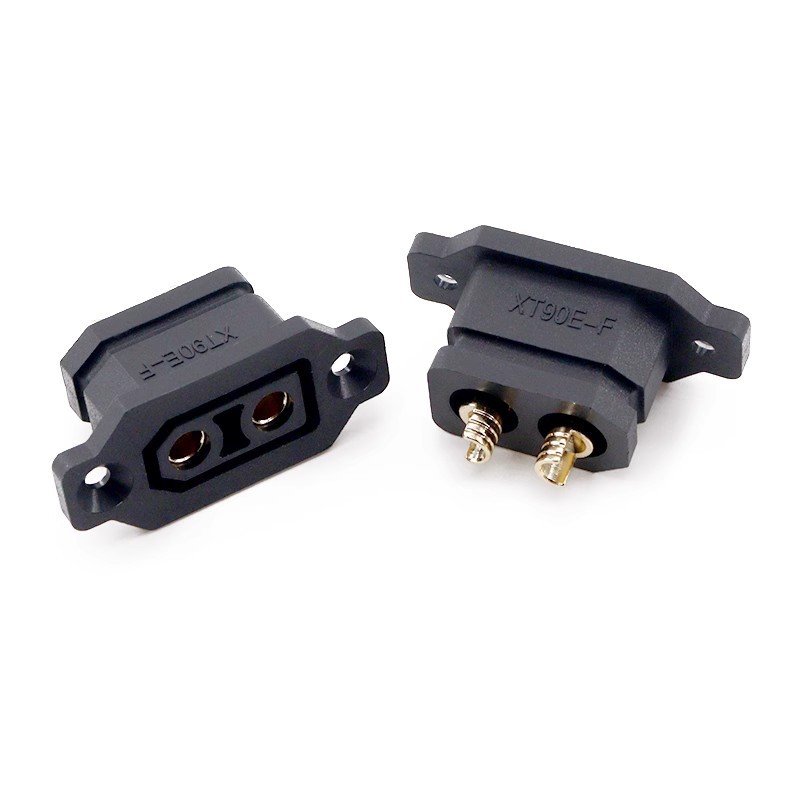 XT90E帶固定母座鋰電池充電口插頭XT90電動車航模電調公母連接器