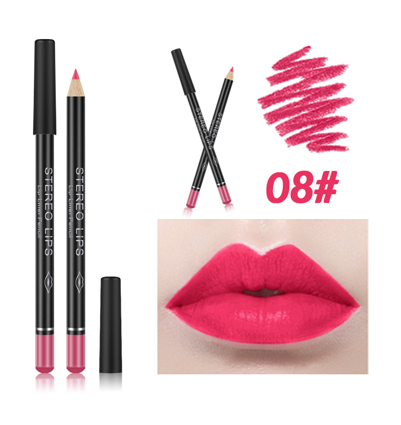 VIBELY European and American export matte non-stick cup lip liner lipstick 12-color line lip liner makeup cross-border wholesale undefined