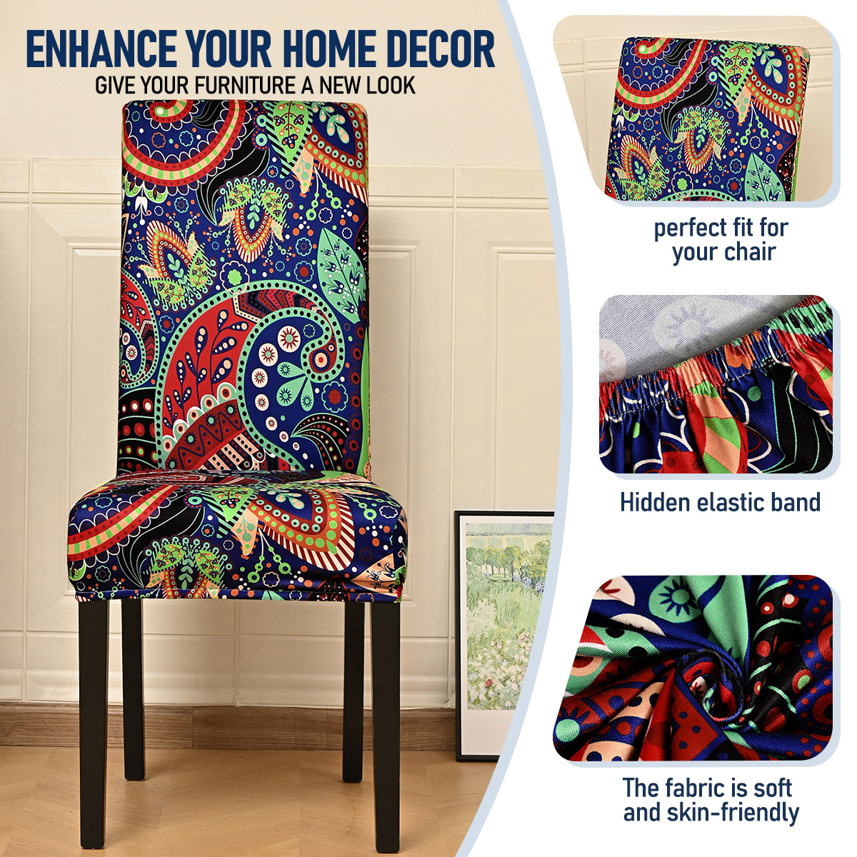 Amazon explosión elástica impermeable anajuela flor impresa cubierta de silla de comedor hotel cubierta de polvo TEMU en stock