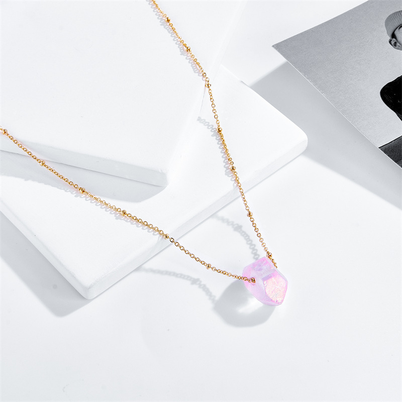 Simple Style Geometric Copper Pendant Necklace Natural Stone Copper Necklaces