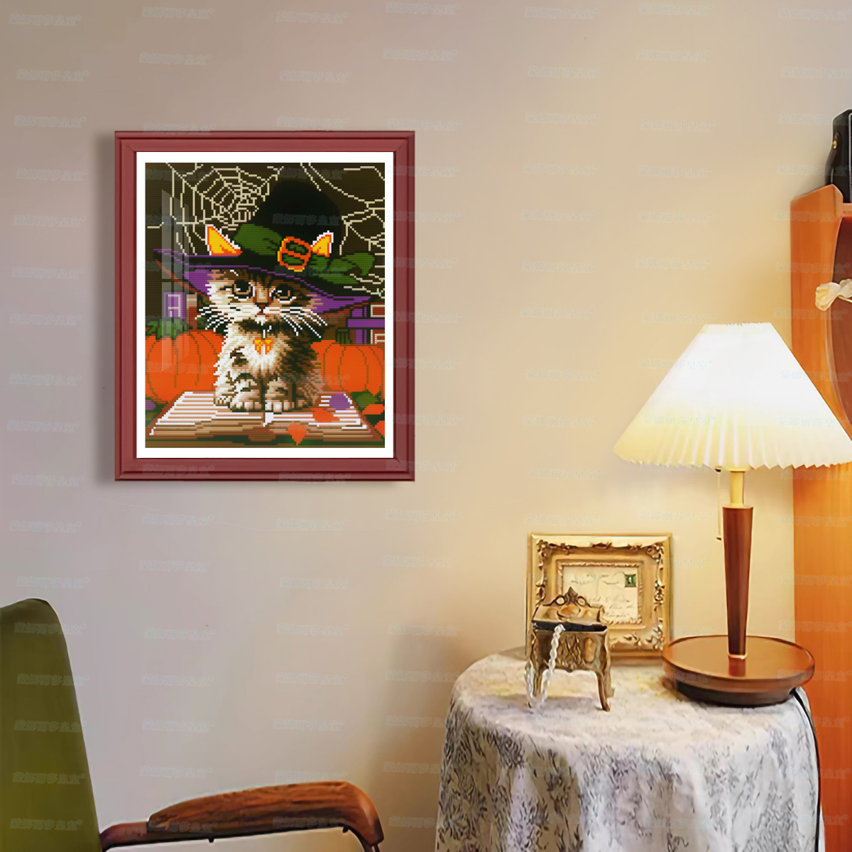 Mona Lisa real sombrero de bordado cruzado gato nuevo lindo gatito curar la decoración del vestíbulo de la sala de estar bordado a mano image 2