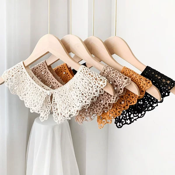 [Bead Lace False Collar] Korean Style Lace Women's Hollow Kapok Silk Shawl Summer Sunscreen False Collar All-match